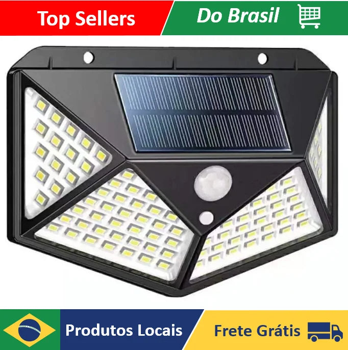 Luminaire/Light/Emergency Light for Wall W/Solar Plate 100 Led Sensor Presence With 3 Functions-IMMEDIATE SHIPPING P/ALL BRAZIL